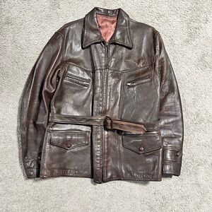 Vintage Men's Brown Leather Biker Jacket